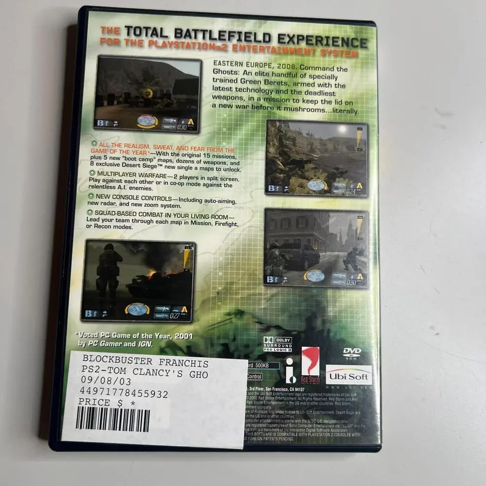 Tom Clancy’s Ghost Recon (Sony PlayStation 2,‎ 2002) CIB Tested Ubisoft PS2